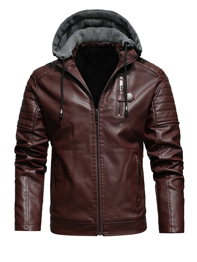 Daniel | LEATHER EFFECT HOODED JACKET WITH ZIPPER
