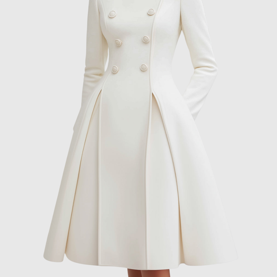Chloe | Double-Breasted Flared Coat Dress