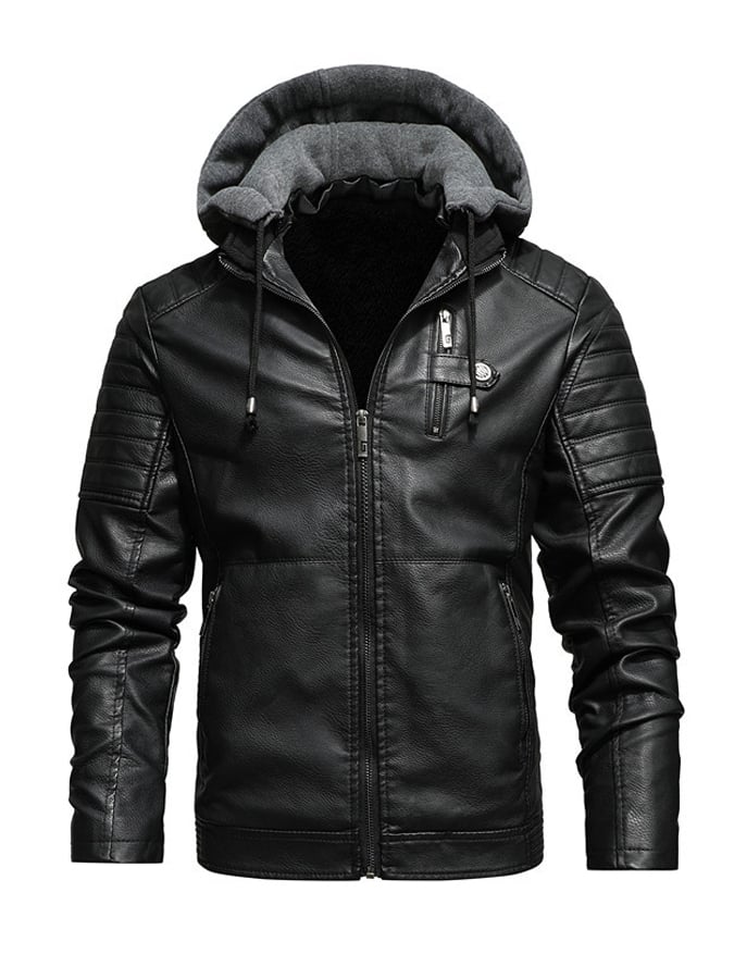 Daniel | LEATHER EFFECT HOODED JACKET WITH ZIPPER