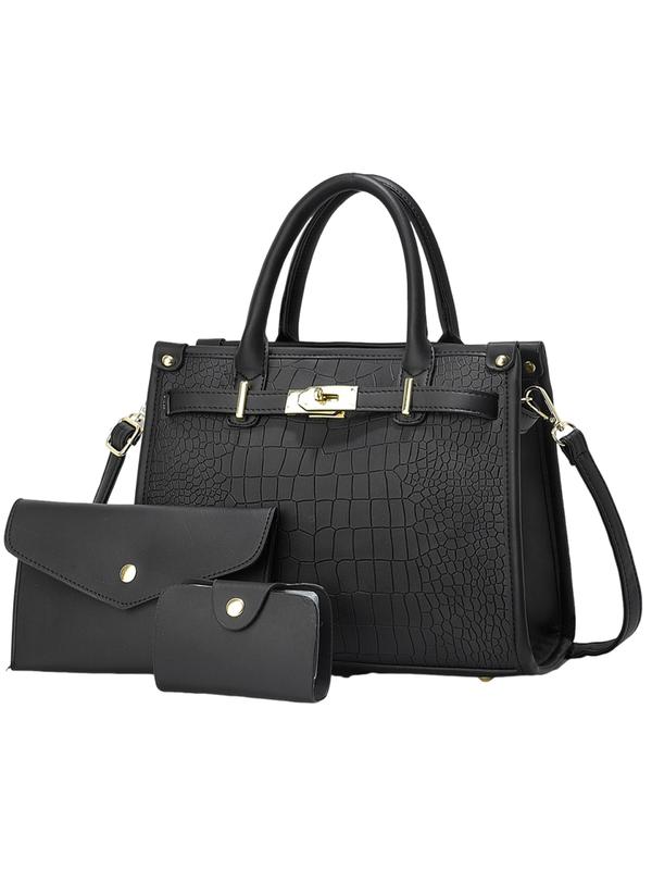 ALENOR™ – Crocodile Embossed Handbag Set