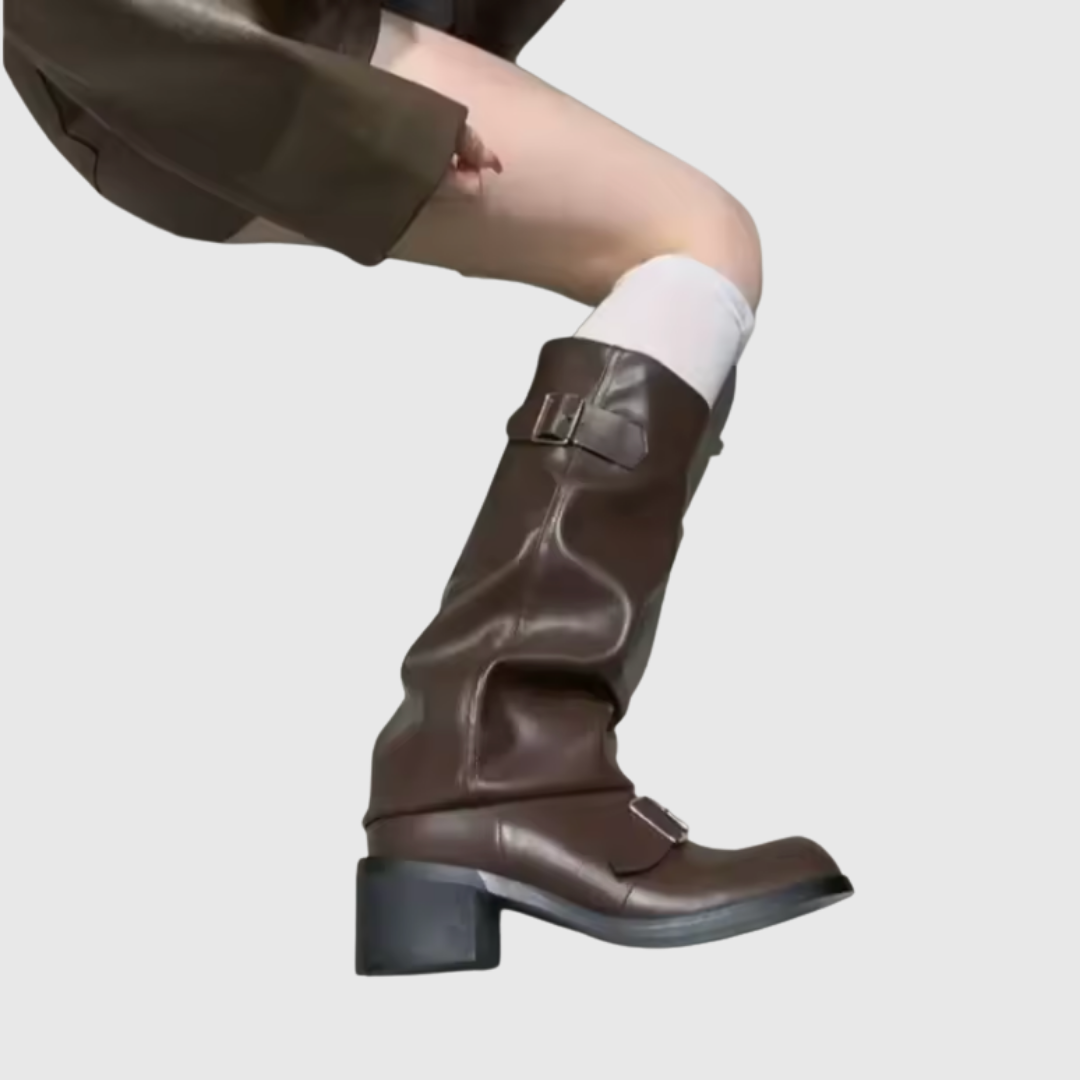 Isoldeia | Platform Leather Boots with Straps