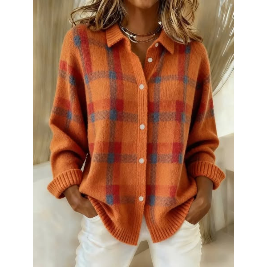 Evelyn | Soft Plaid Knit Cardigan
