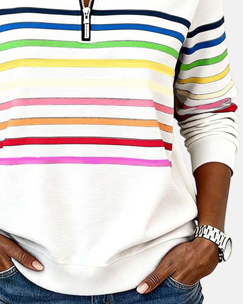 Vienna | Striped Half-Zip Comfort Top