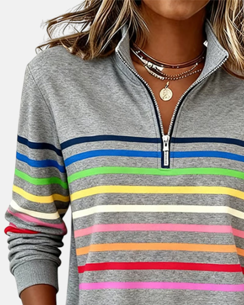 Vienna | Striped Half-Zip Comfort Top