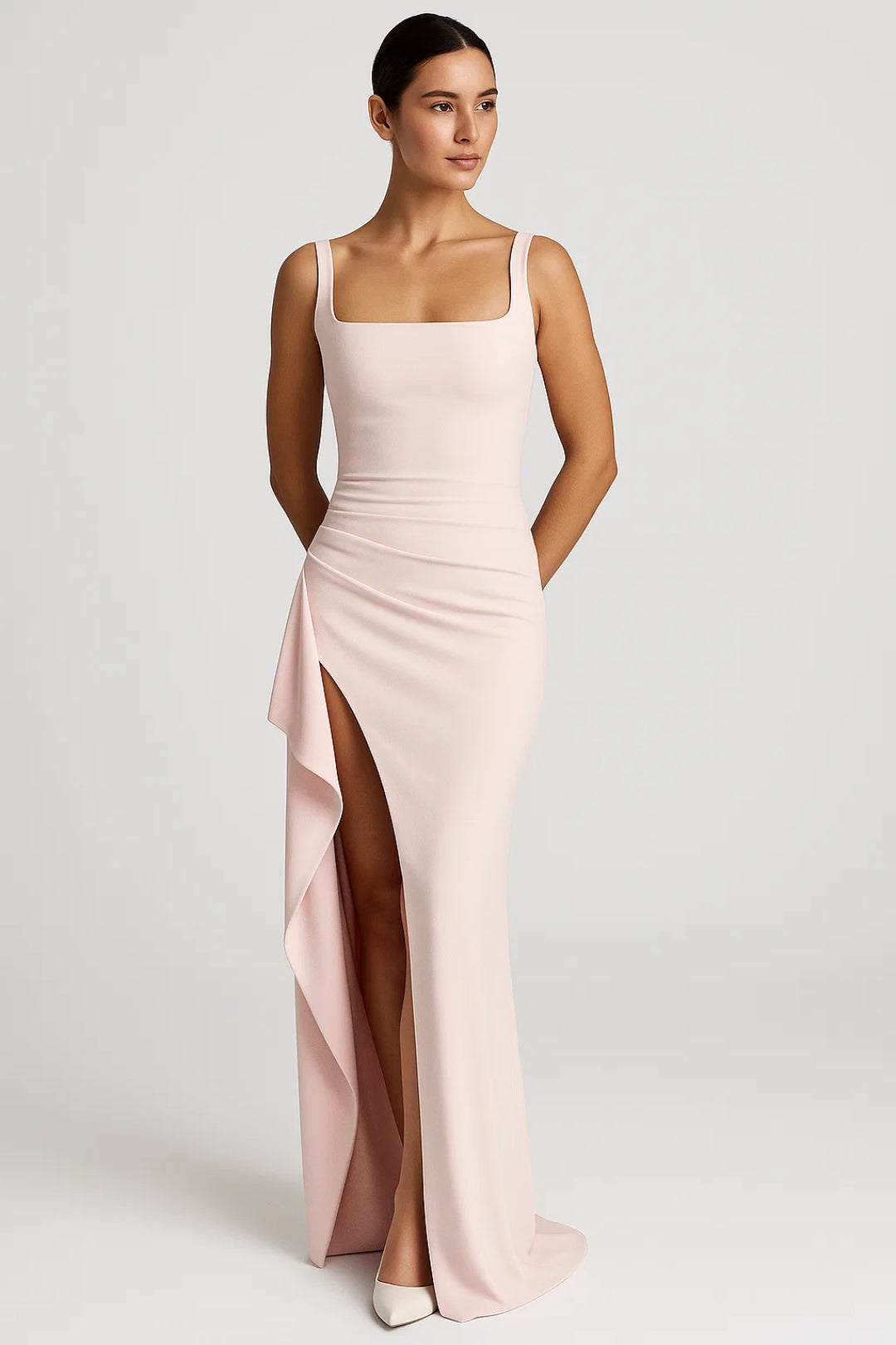 Ceridwen | Asymmetric Evening Dress with High Slit