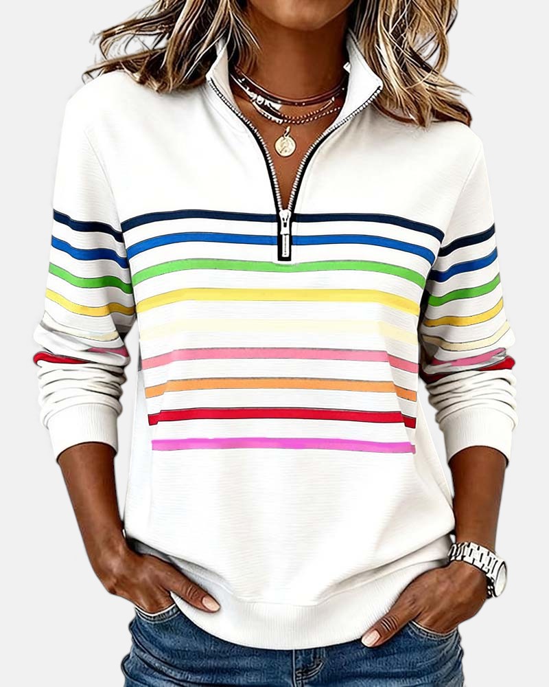 Vienna | Striped Half-Zip Comfort Top