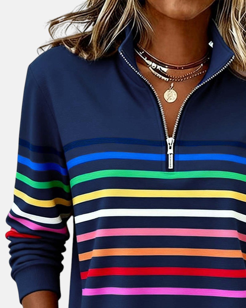 Vienna | Striped Half-Zip Comfort Top