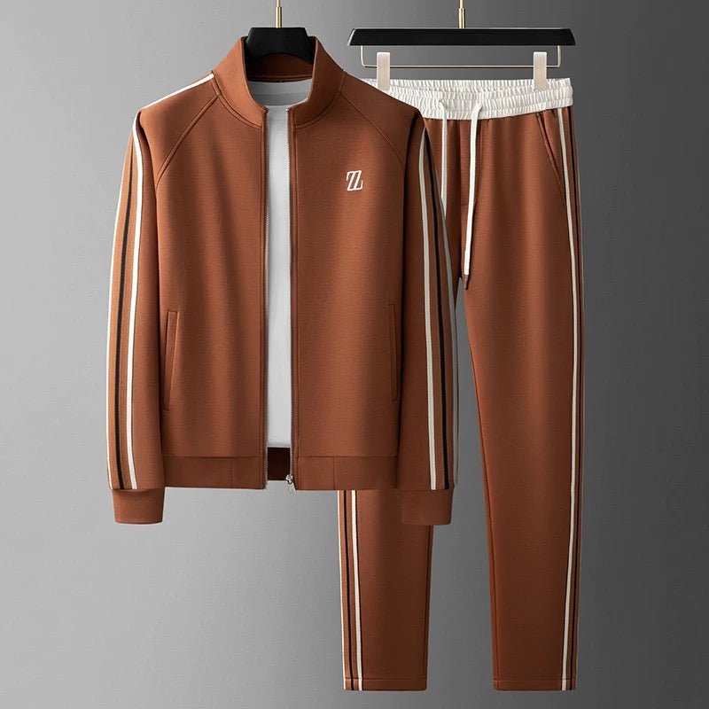 Men’s 2-Piece Tracksuit Set With Zip Jacket and Side-Striped Joggers