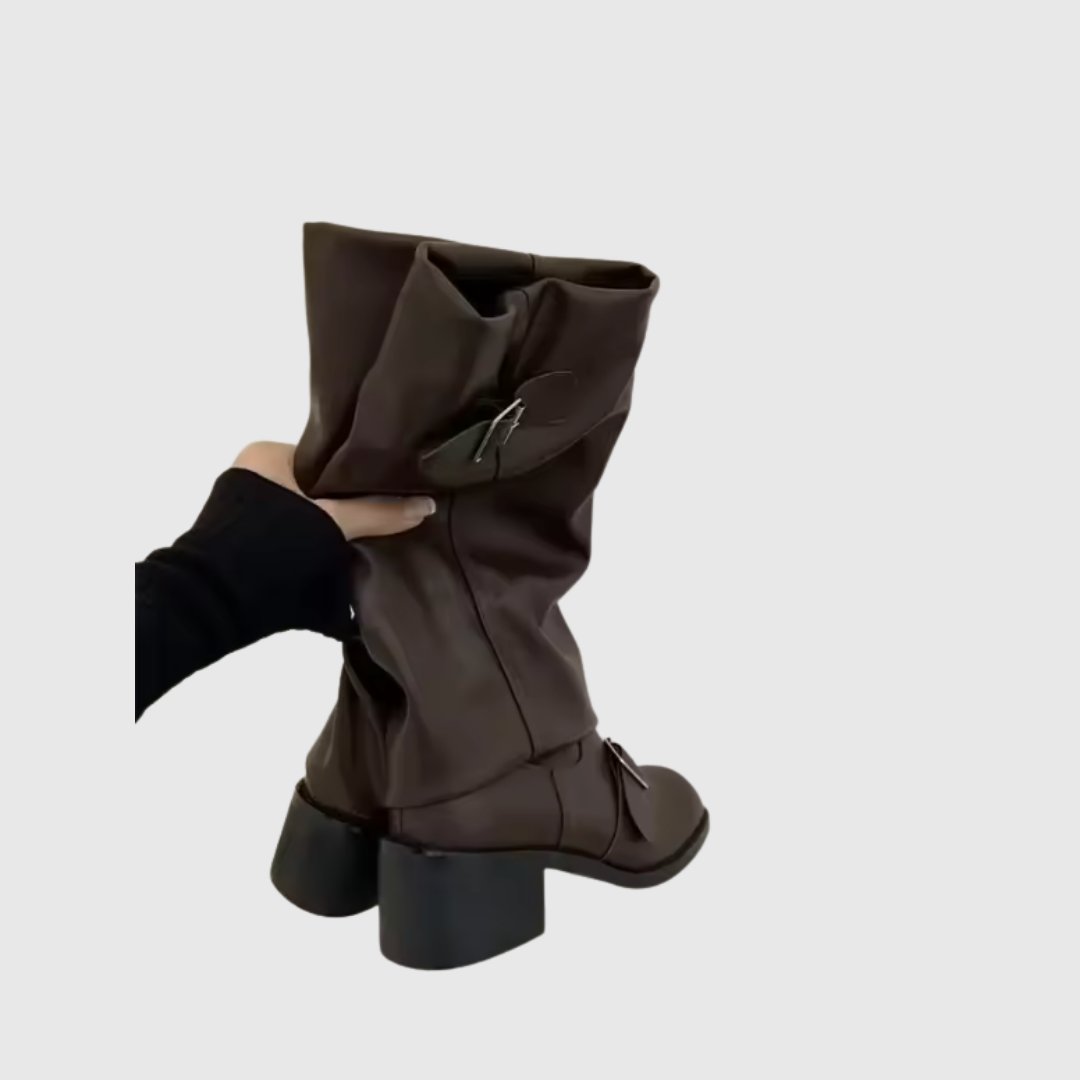 Isoldeia | Platform Leather Boots with Straps