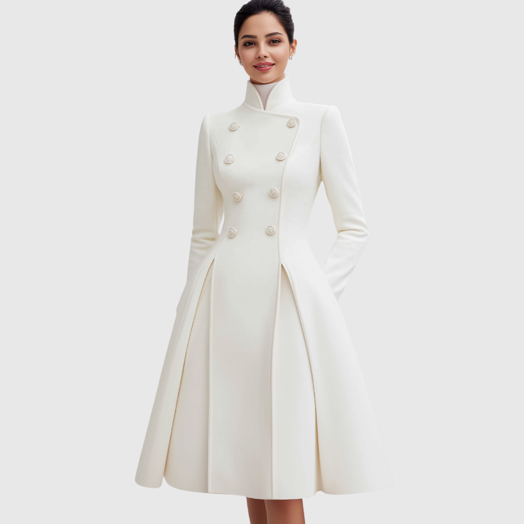 Chloe | Double-Breasted Flared Coat Dress