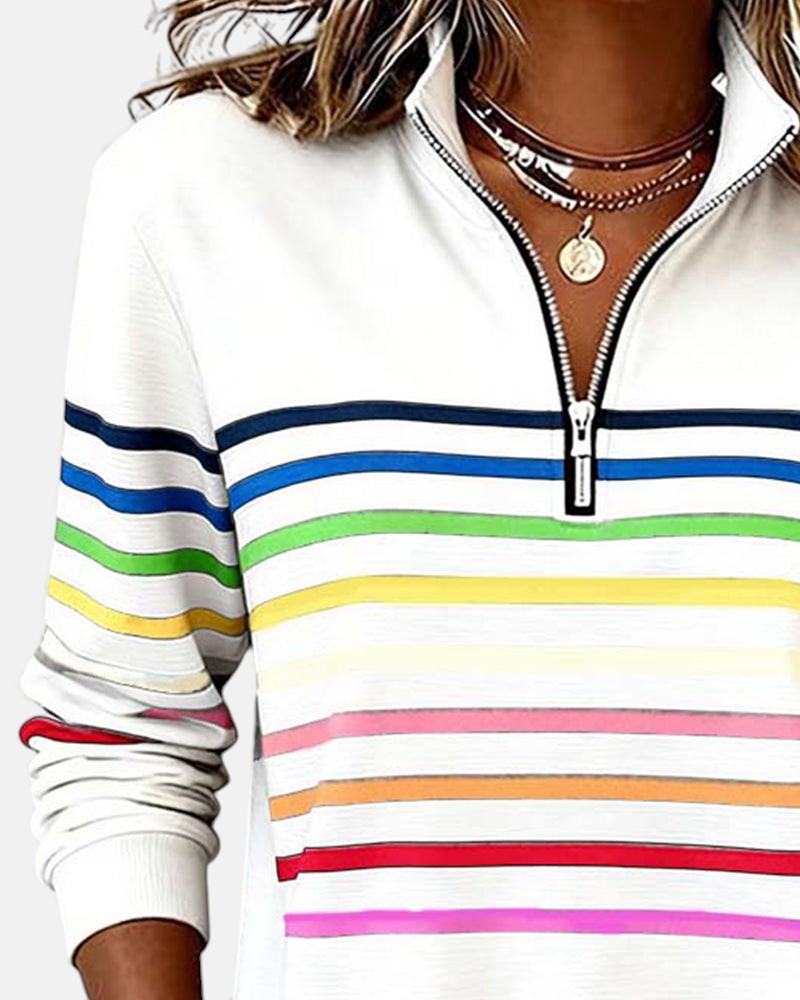 Vienna | Striped Half-Zip Comfort Top