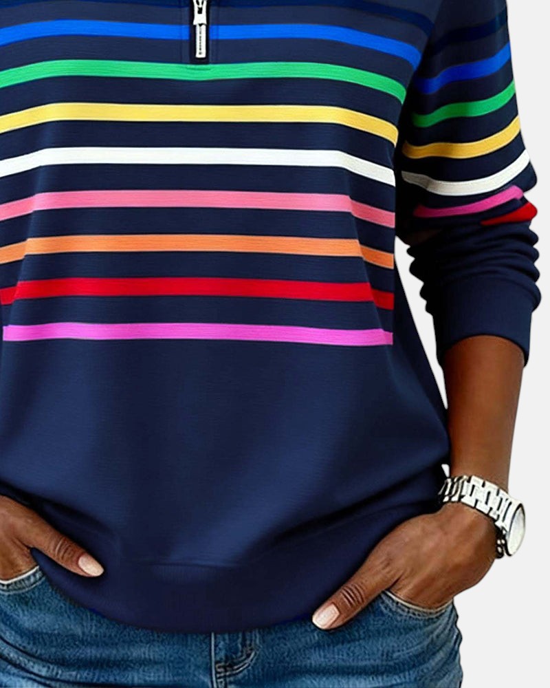 Vienna | Striped Half-Zip Comfort Top