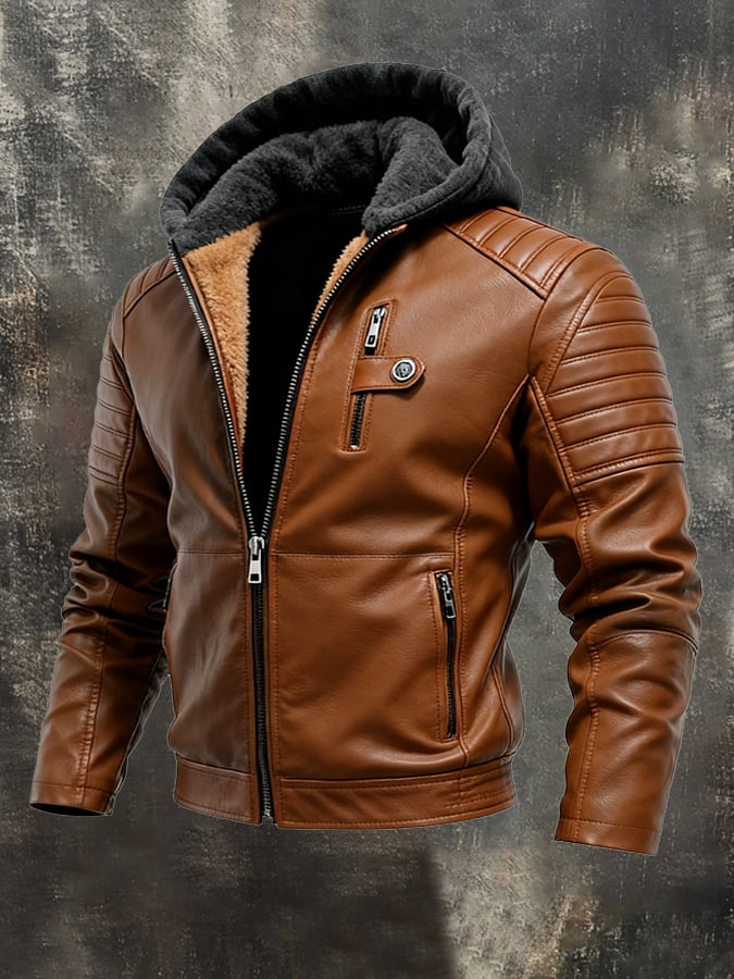 Daniel |  LEATHER EFFECT HOODED JACKET WITH ZIPPER