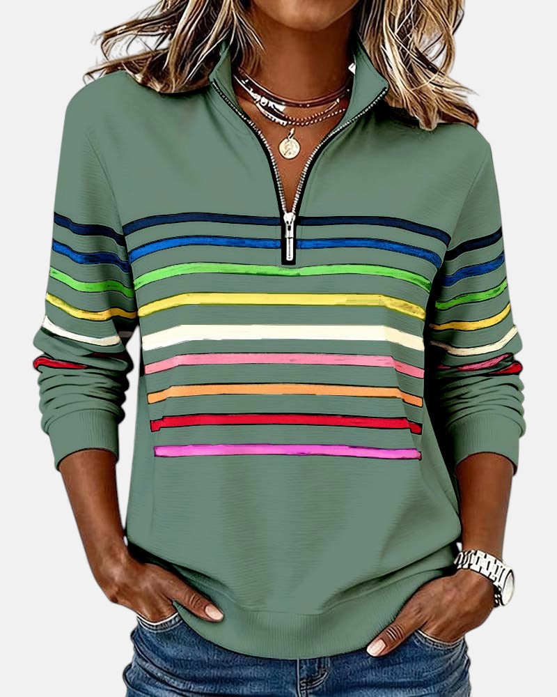 Vienna | Striped Half-Zip Comfort Top