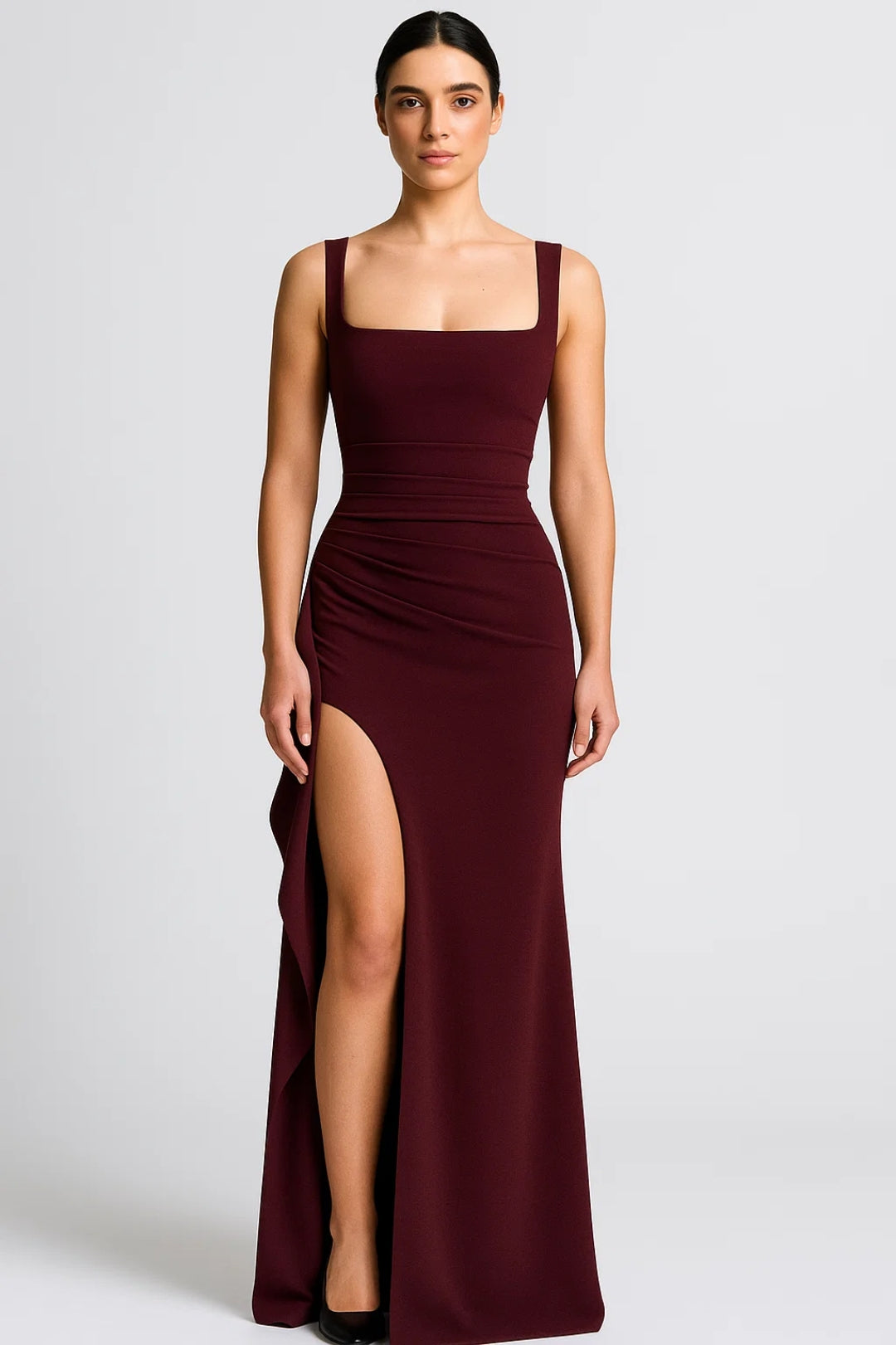 Ceridwen | Asymmetric Evening Dress with High Slit