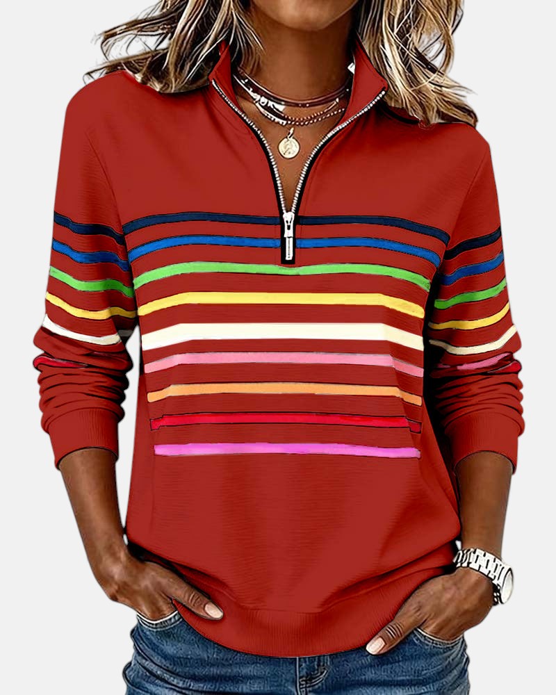 Vienna | Striped Half-Zip Comfort Top