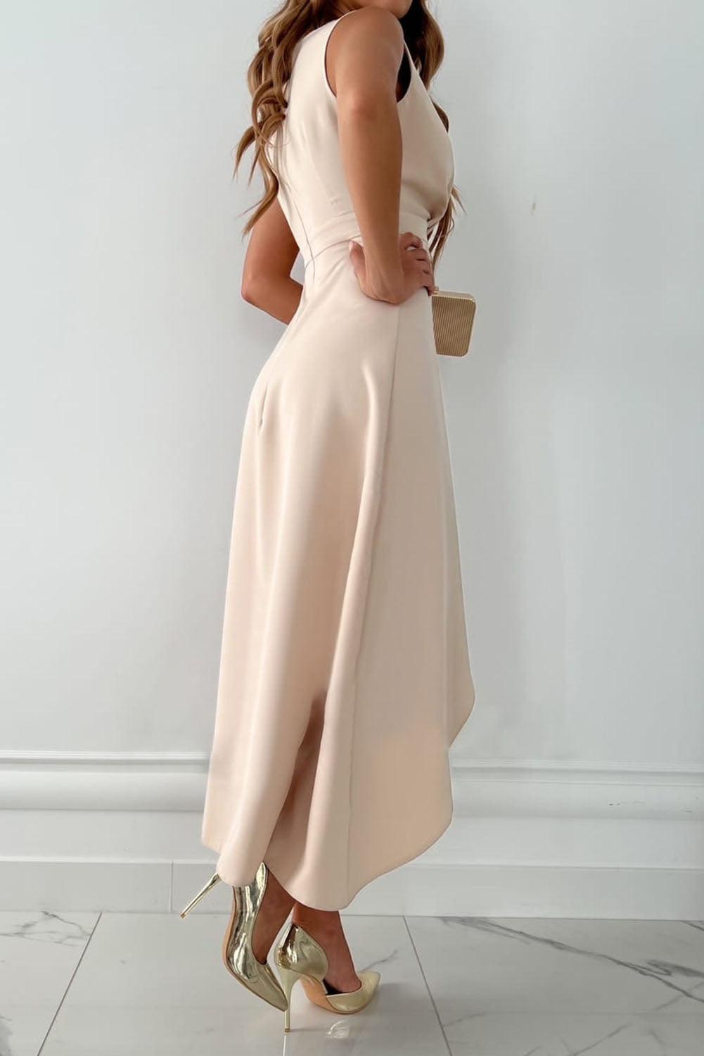 Sophie Elegant Midi Dress with V-Neck | LouLou Couture