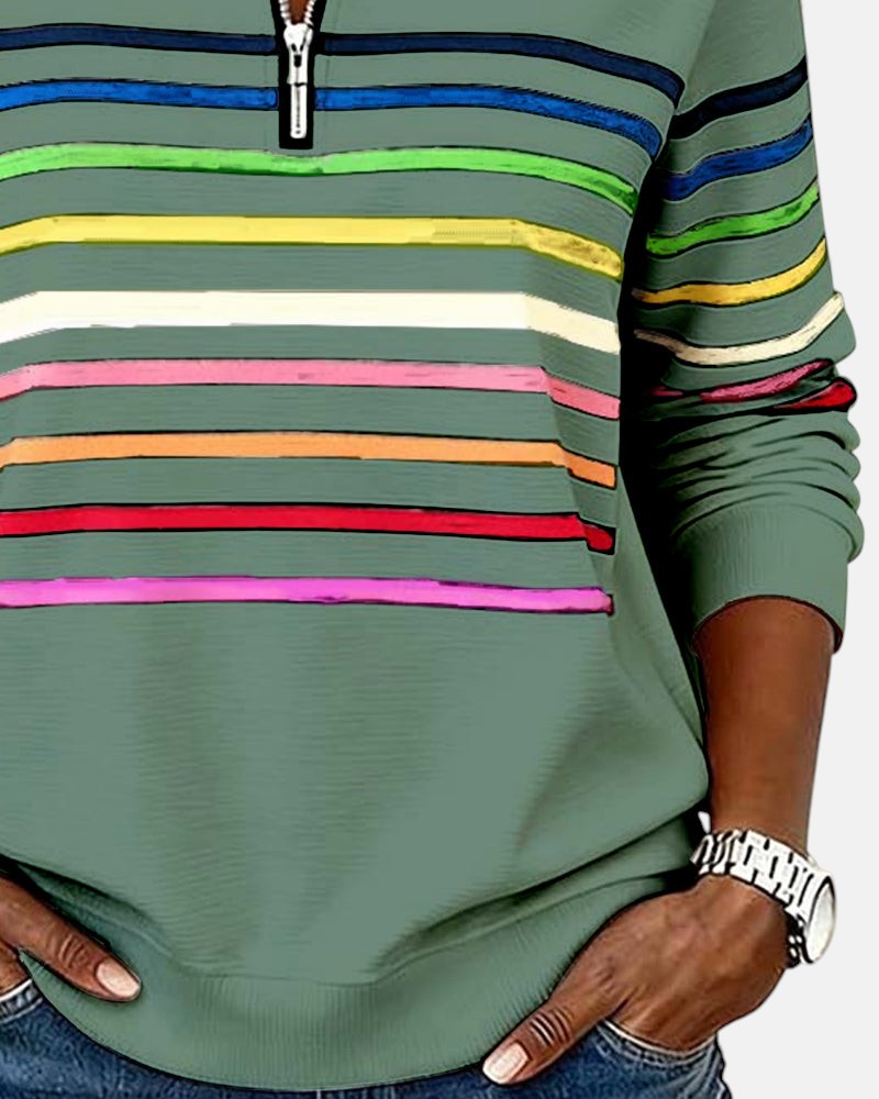 Vienna | Striped Half-Zip Comfort Top