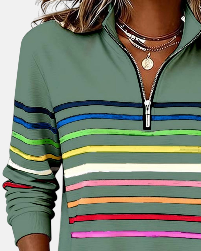Vienna | Striped Half-Zip Comfort Top
